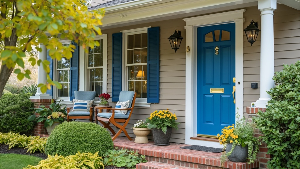 A freshly painted front door in a bold hue enhances curb appeal, adding warmth and personality.