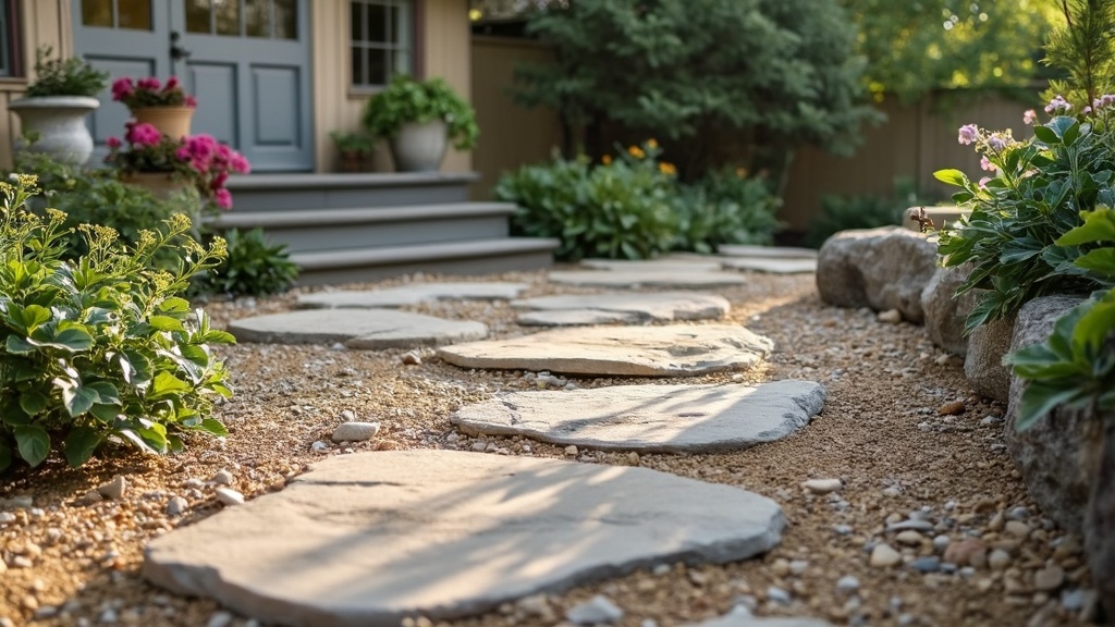 A DIY flagstone path enhances patios with natural stones, providing rustic charm and improved drainage.