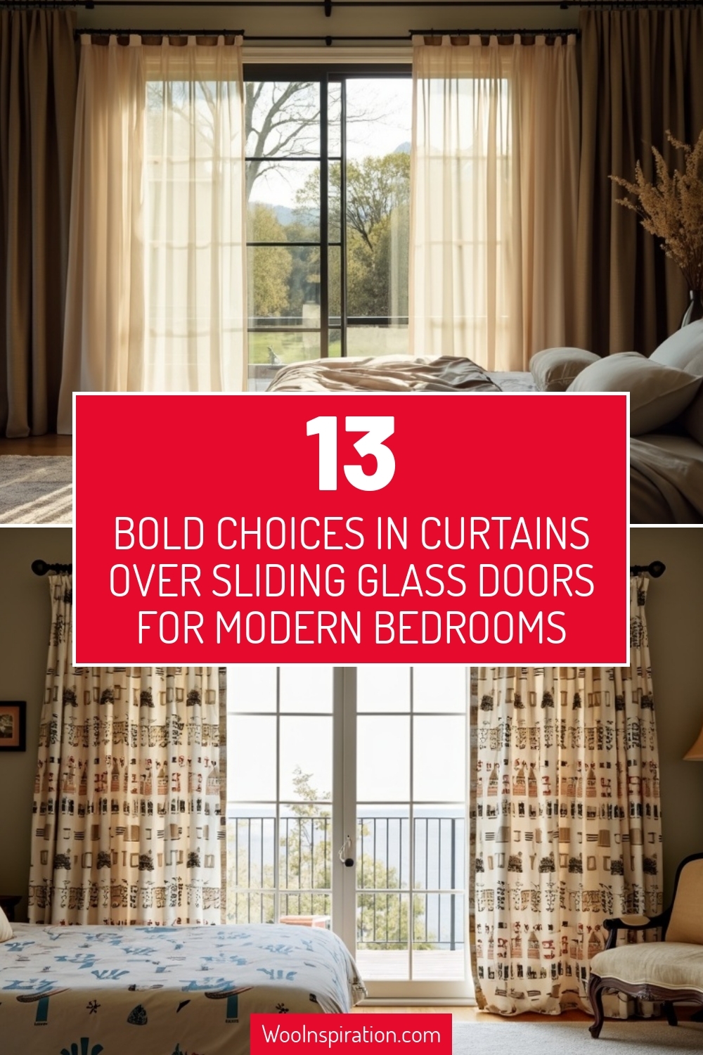 bold choices in curtains over sliding glass doors for modern bedrooms