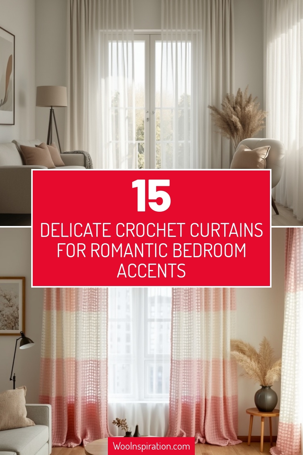 delicate crochet curtains for romantic bedroom accents